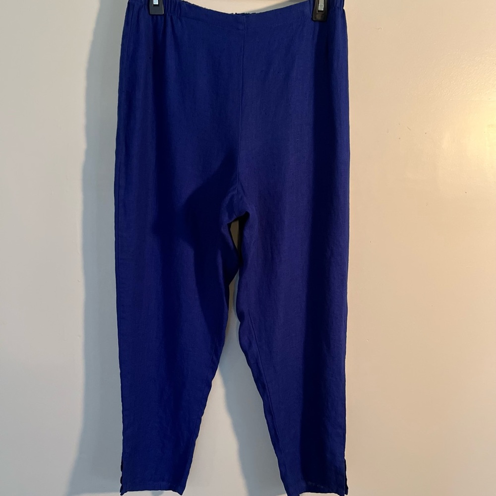 Flax pull on pant size small blue color 100% linen